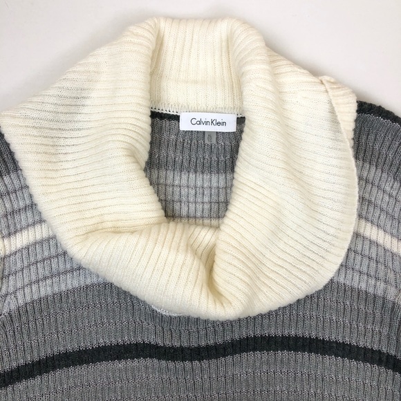 Calvin Klein Ribbed Striped Cowl Neck Sweater - Picture 2 of 7